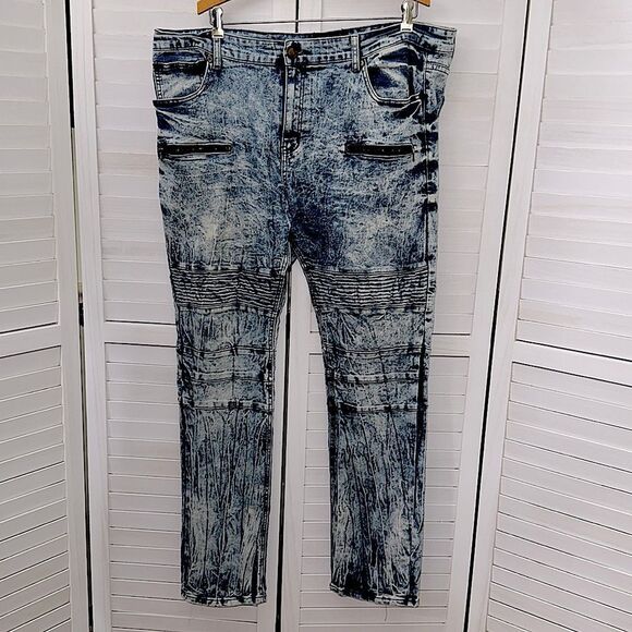 Road Narrows Jeans Size 40 Stretch Acid Wash Distressed Denim - Picture 3 of 16